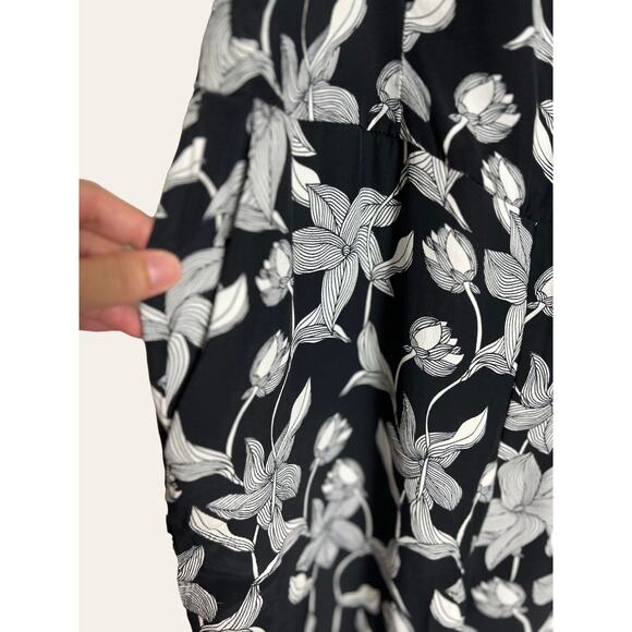 Sandro Paris Black White Floral Print Paradise Sleeveless Jumpsuit Size 4 - Picture 7 of 9